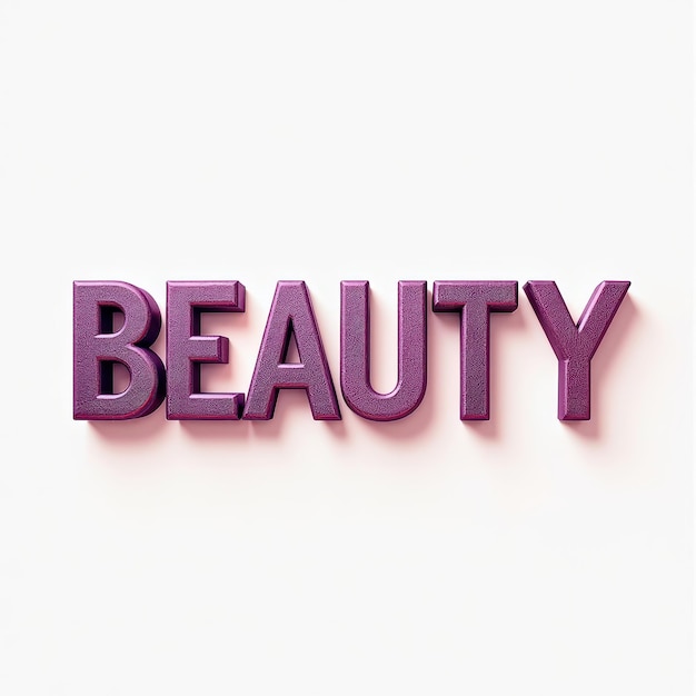 Photo bold purple beauty text on white background evoking elegance and sophistication