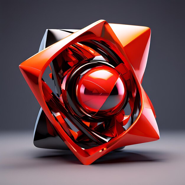 Photo bold red geometric 3d design generative ai