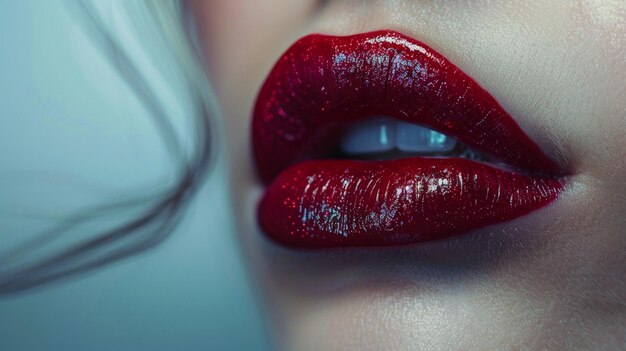 Bold Red Lipstick CloseUp Beauty Shot