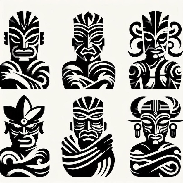 Bold Silhouette of a Traditional Polynesian Tiki Figure Exaggerated Features and Unique Shapes