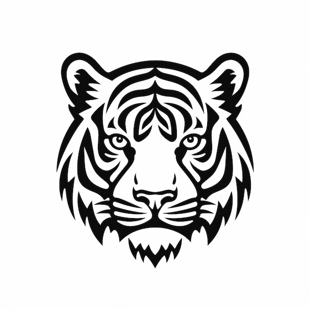 Bold Stencil Tiger Symmetrical Design With Serene Faces