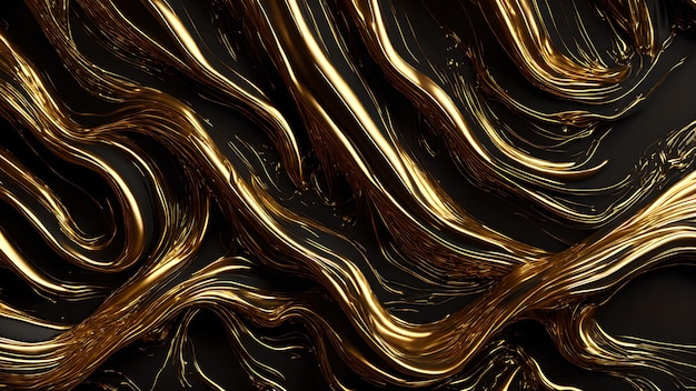 Bold streaks of gold on a black marble background shadow 3d wallpaper