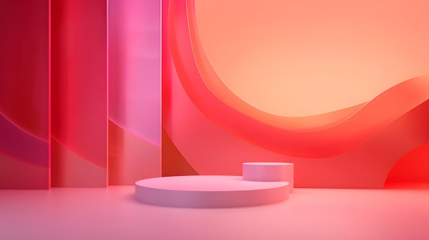 Bold and vibrant 3D abstract background with a unique podium design