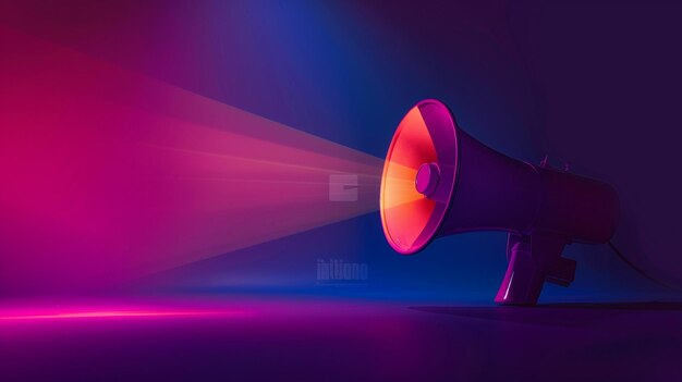 Bold and Vibrant Megaphone Spotlight on Purple Background