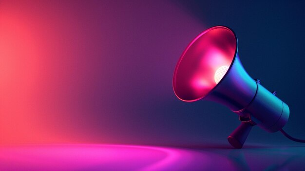 Bold and Vibrant Megaphone Spotlight on Purple Background