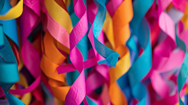 Bold and vibrant streamers creating a vibrant and celebratory vibe