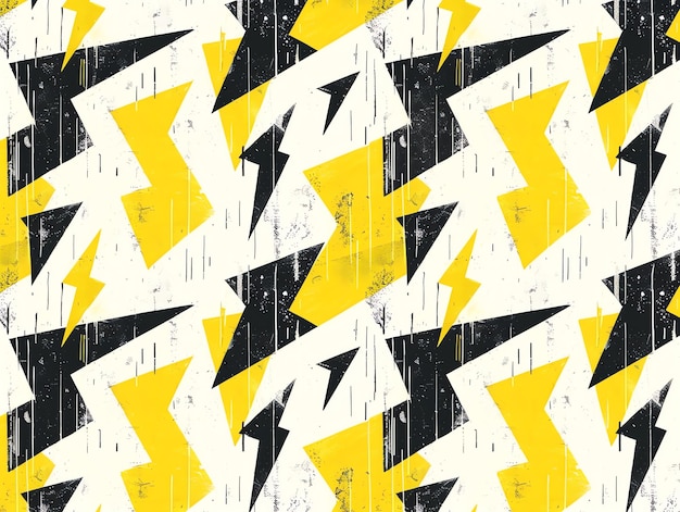 Photo bold yellow and black lightning bolt pattern on grunge background abstract electric and energetic