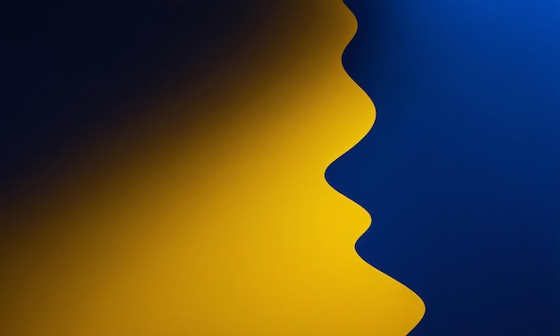 Photo bold yellow and deep blue in fluid abstract contrast