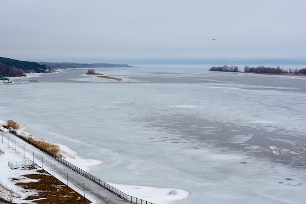 Bolgar Historical And Archaeological Complex. Winter landscape on a cloudy day in Bolgar, Tatarstan, Russia.