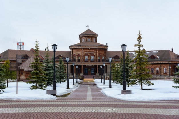 Bolgar, Russia - March 20, 2020: Bolgar Historical And Archaeological Complex. Wooden house in the Museum of bread.