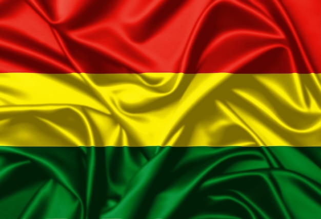 Bolivia waving flag close up satin texture background