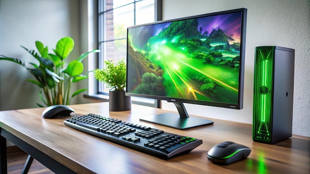 Photo bologna italy 18 lug 2020 pc gaming concept an ultrawide screen with the razer logo on as windows wallpaper razer is a company that make pro gaming gears such as mouses