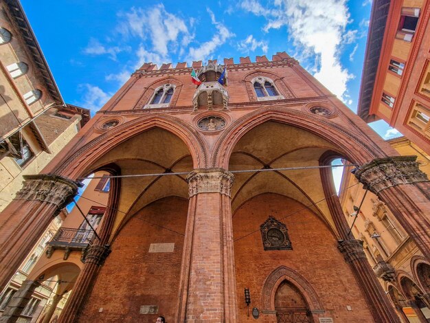 Bologna italy medieval buildings house in mercanzia place