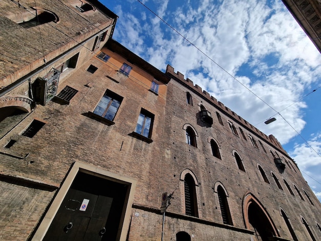 Bologna italy medieval buildings house in mercanzia place