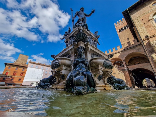 Bologna place piazza maggiore fountain detail