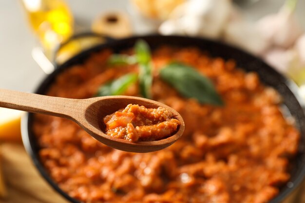 Bolognese sauce concept of tasty and delicious food