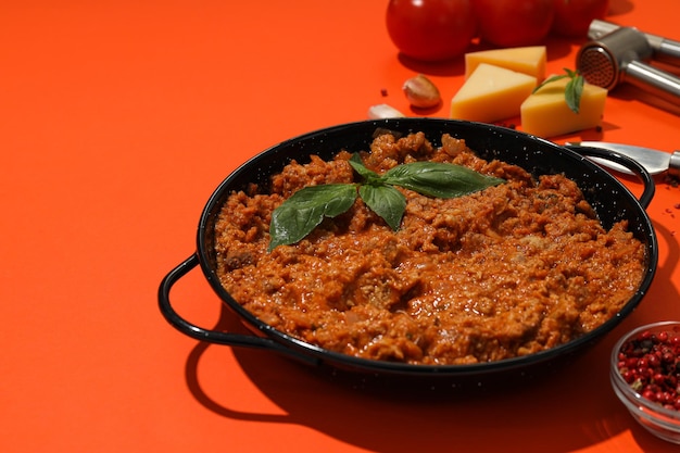 Bolognese sauce concept of tasty and delicious food