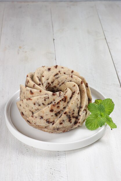 Bolu kukus pisang mesis or Banana Steamed sponge cake with chocolate sprinkles