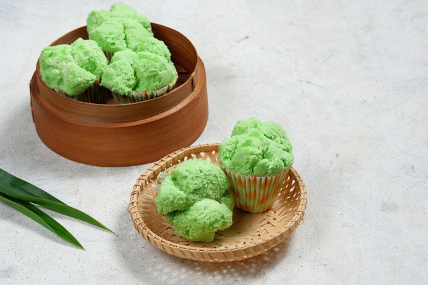 bolu kukus or steamed cupcake an Indonesian traditional sweet snackvery fluffy and soft texture