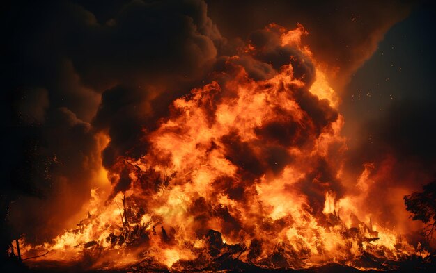 A bombed grain silo containing still burning grain