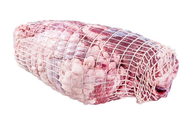 Boneless Leg of Lamb mea Isolated on white background top view