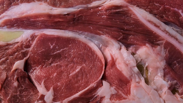 Boneless stringy beef steak close up view