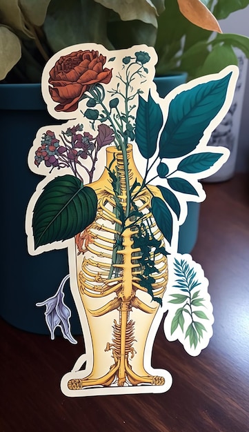 Bones and Botany Sticker Generative AI