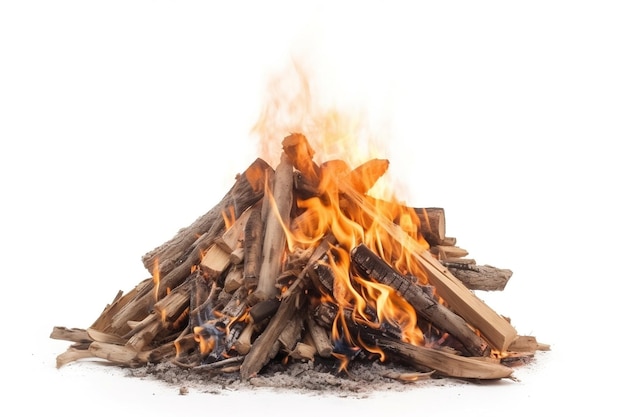 Bonfire Isolated on White Background Generative AI