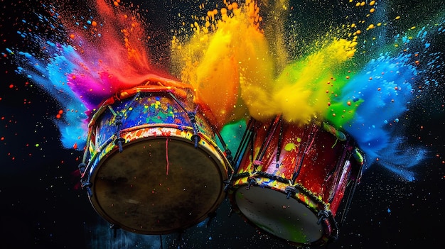 Photo bongos colorful watercolor with color splash illustration