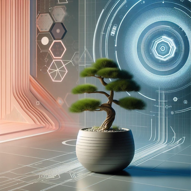 Photo bonsai in a modern design ai generated