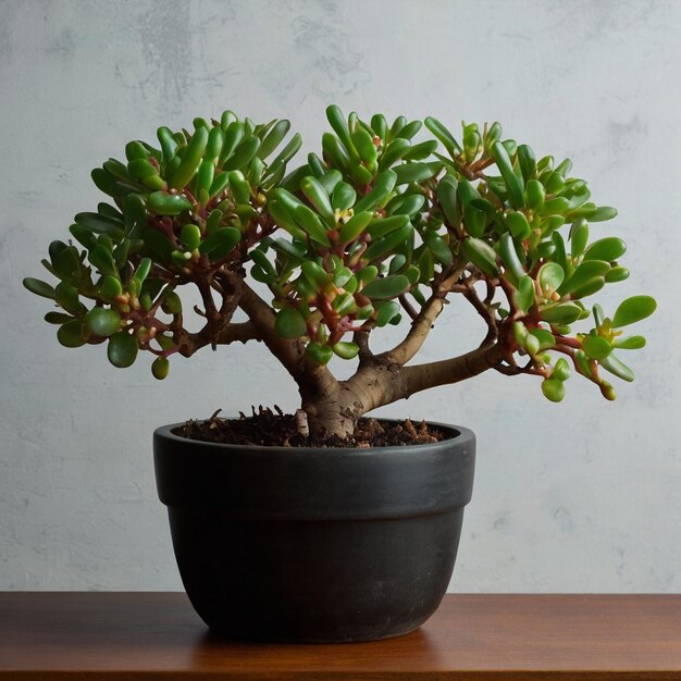 Photo a bonsai tree is on a table with a gray background