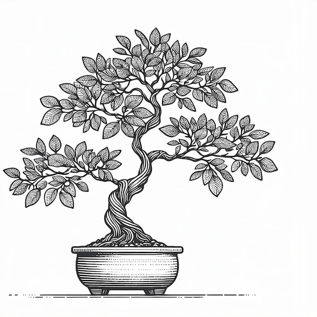 Photo bonsai tree line art