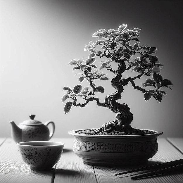 Photo bonsai tree monochrome