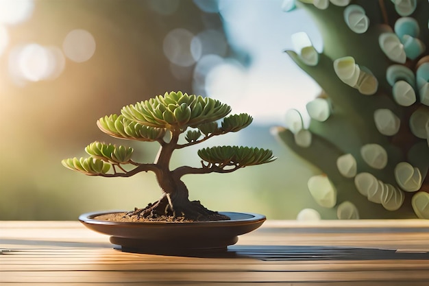 bonsai tree on a window sill