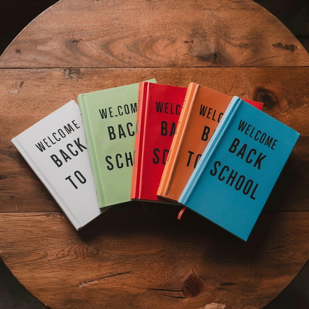 a book called welcome back to school is on a round table