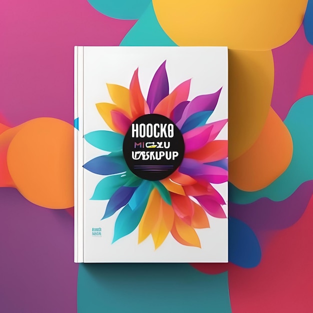 Photo book cover mockup design realistic colorful image 151