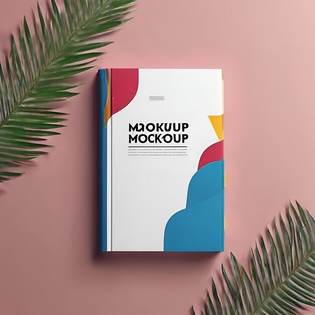 Photo book cover mockup design realistic colorful image