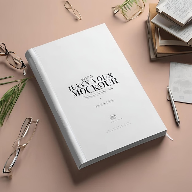 Photo book cover mockup design realistic colorful image