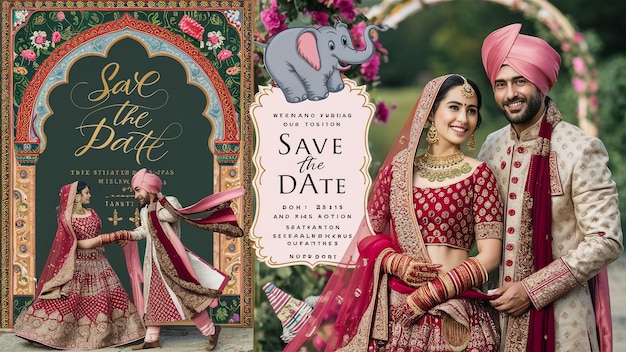 a book cover for save the date with an elephant on it