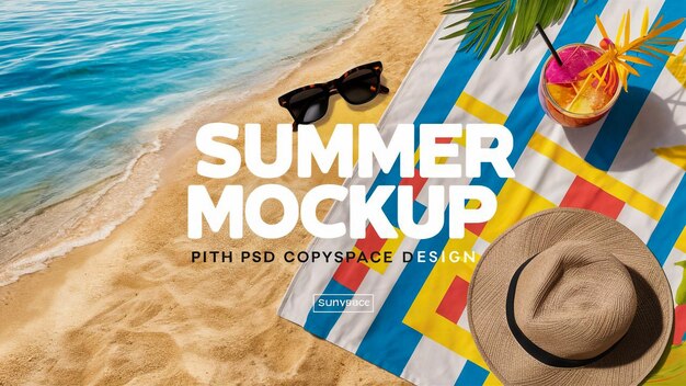 a book cover for summer with sunglasses on the beach and a beach towel