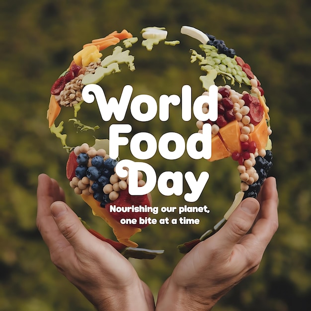 Photo a book cover that says world food day on it