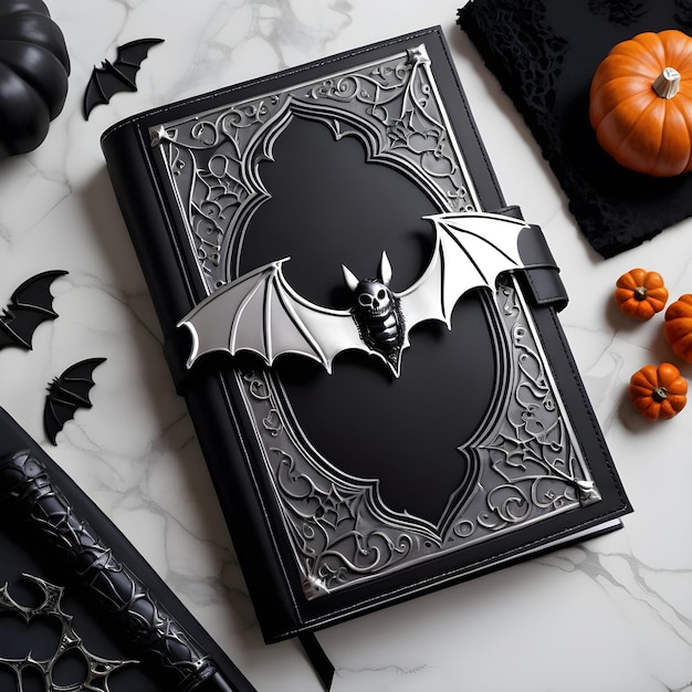 a book cover with bats and pumpkins on it