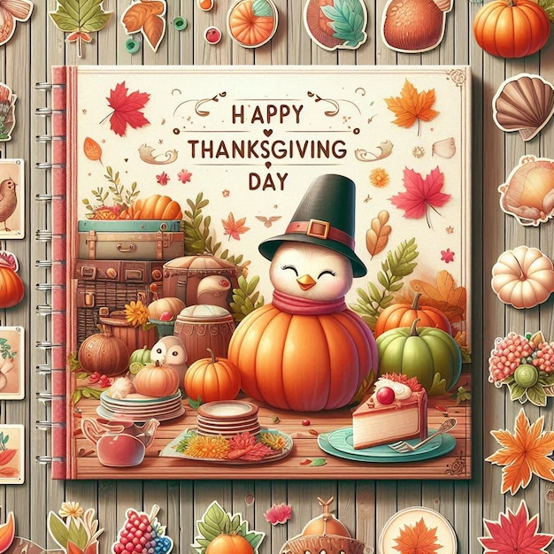 a book cover with a cat on it that says happy thanksgiving