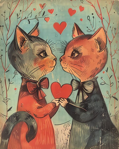 Photo a book cover with two cats and a heart that says  love