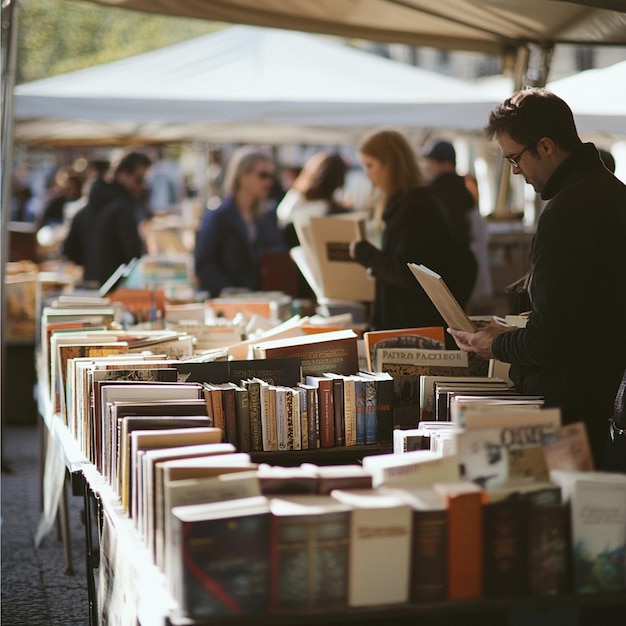 Photo a book festival with author signings readings and literarythemed activities