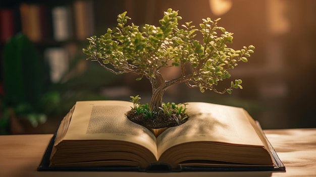 Book growing tree Generative AI