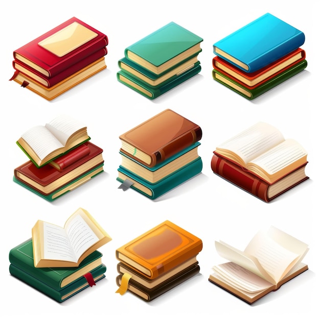 Book icons 3d realistic textbook symbol education pictogram bookstore logo library graphic element