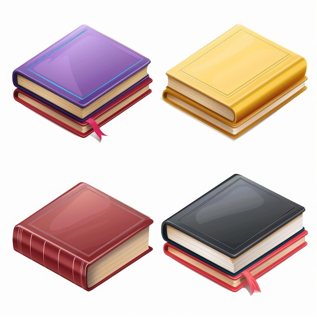 Book icons 3d realistic textbook symbol education pictogram bookstore logo library graphic element