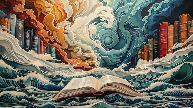 a book is open to the page of a book titled  the wave