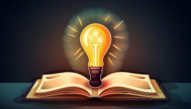 Book and lightbulb icon glowing together symbolizing the enlightening and transformative effects of education Generative ai